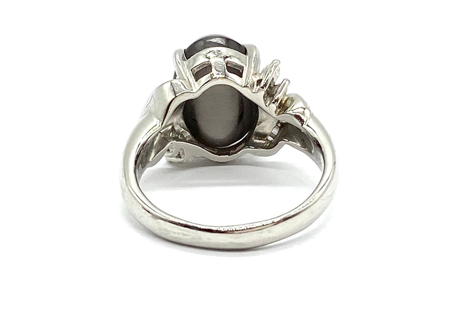 Sillimanite Cat’s Eye Pt900シリマナイトキャッツアイ ダイヤモンドリング (NO.49065)