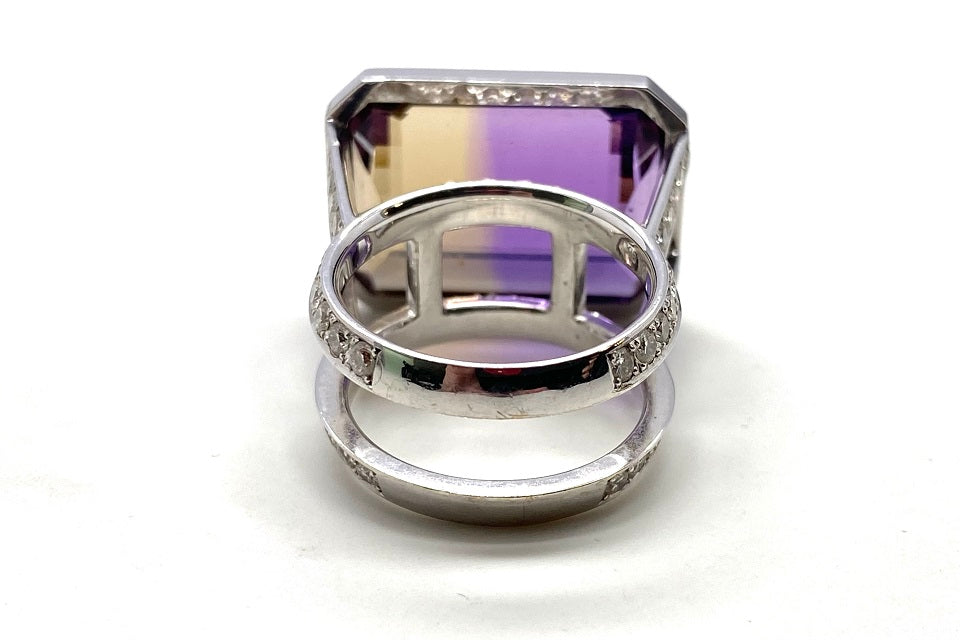 Ametrine K18WGアメトリン ダイヤモンドリング (NO.49079)