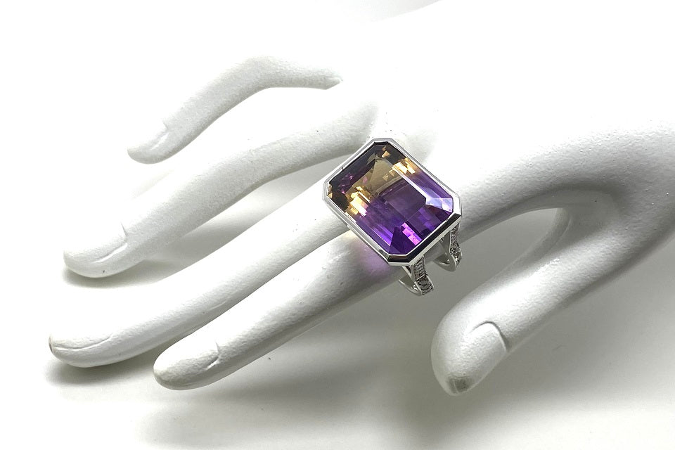 Ametrine K18WGアメトリン ダイヤモンドリング (NO.49079)