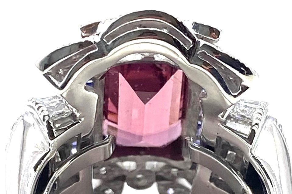 Pink Tourmaline Pt900ピンクトルマリン タンザナイト ダイヤモンドリング (NO.49090)