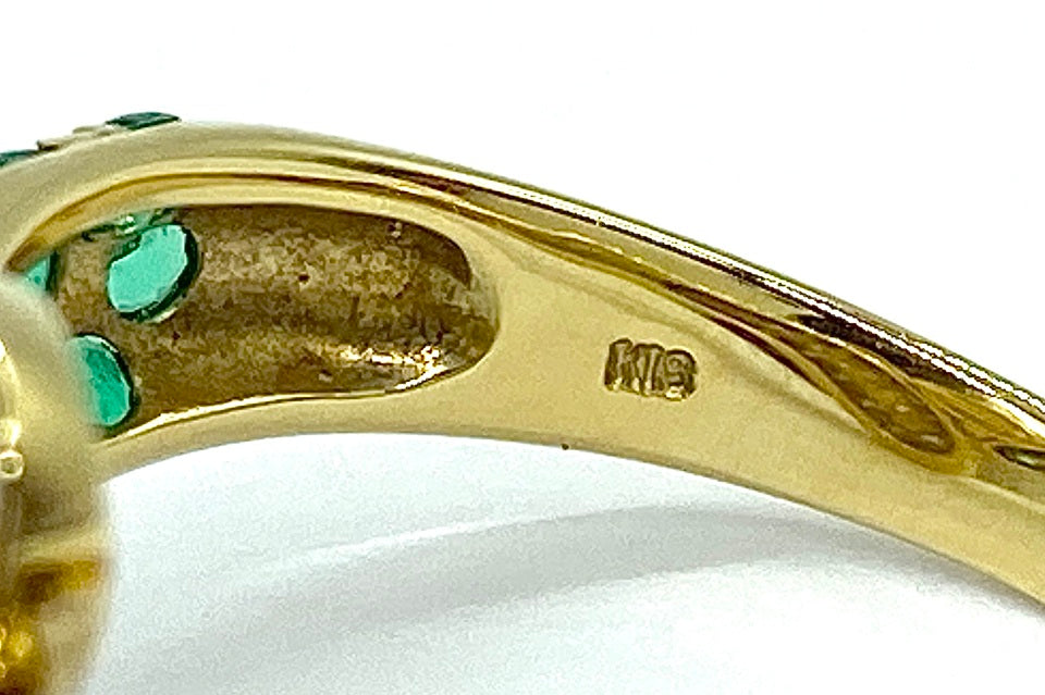 【Akoya Pearl】K18アコヤパール エメラルド ダイヤモンドリング (NO.49091)