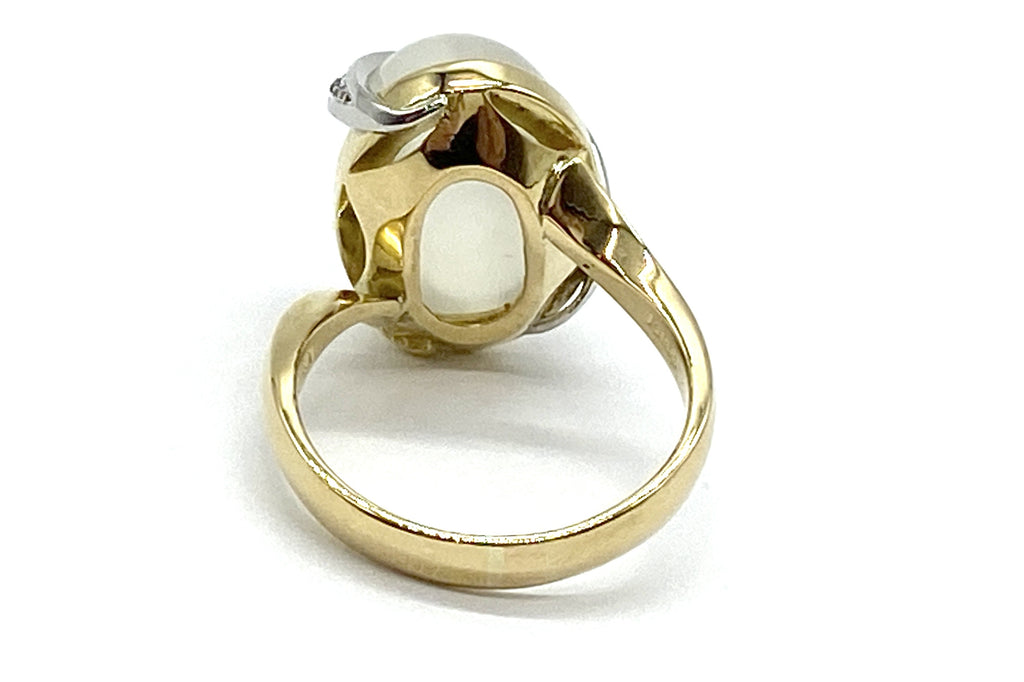 Moonstone Cat’s Eye K18/Pt900ムーンストーンキャッツアイ ダイヤモンドリング(NO.49119)