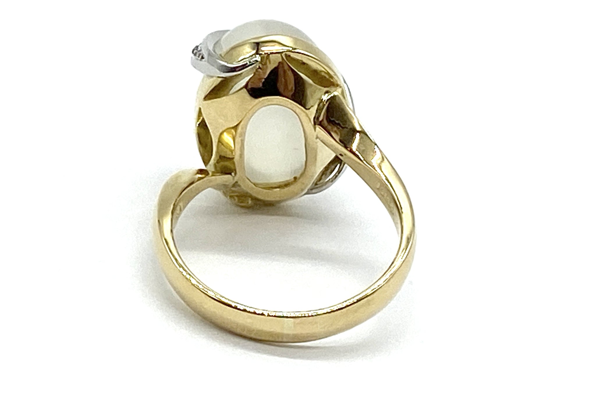 Moonstone Cat’s Eye K18/Pt900ムーンストーンキャッツアイ ダイヤモンドリング(NO.49119)