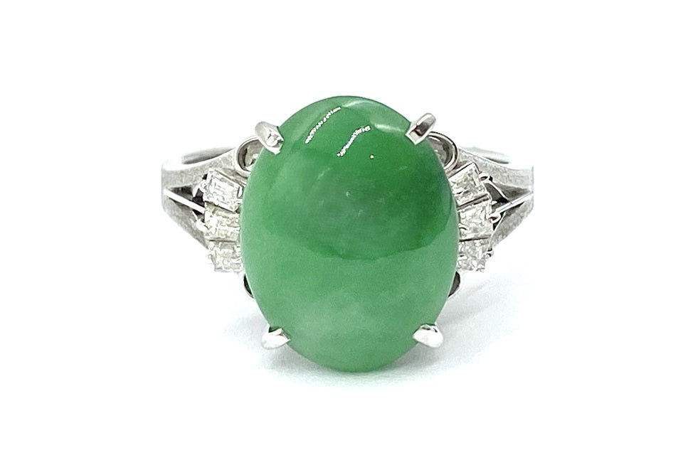 【Jadeite】Pt900翡翠 ダイヤモンドリング (NO.49189)