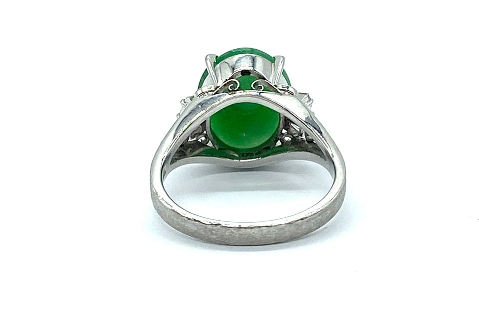 【Jadeite】Pt900翡翠 ダイヤモンドリング (NO.49189)