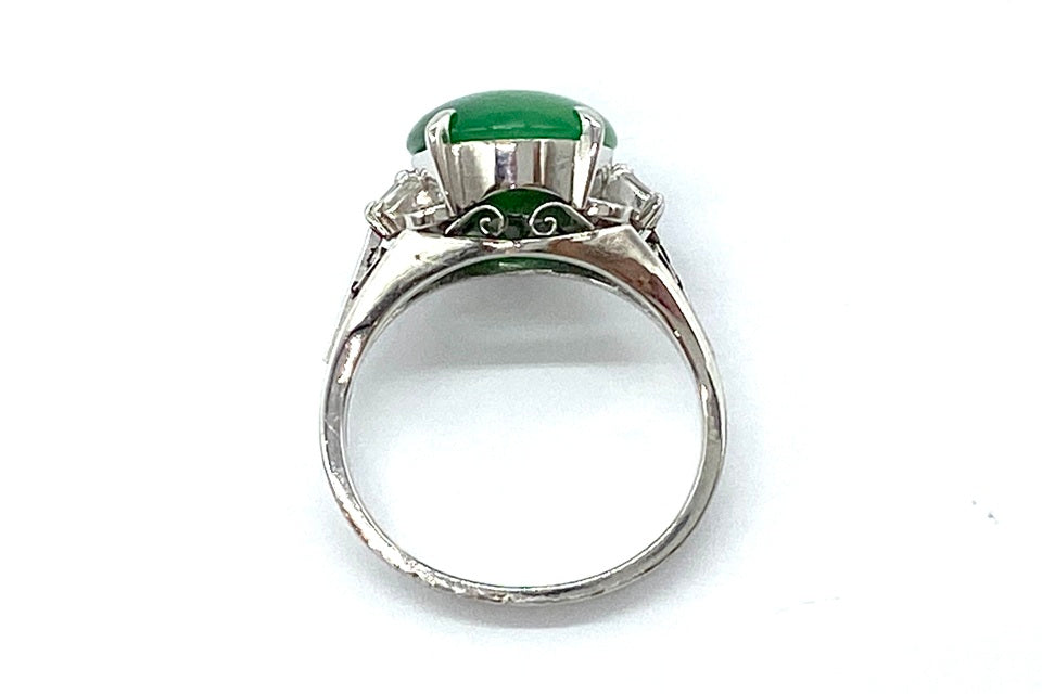 【Jadeite】Pt900翡翠 ダイヤモンドリング (NO.49189)