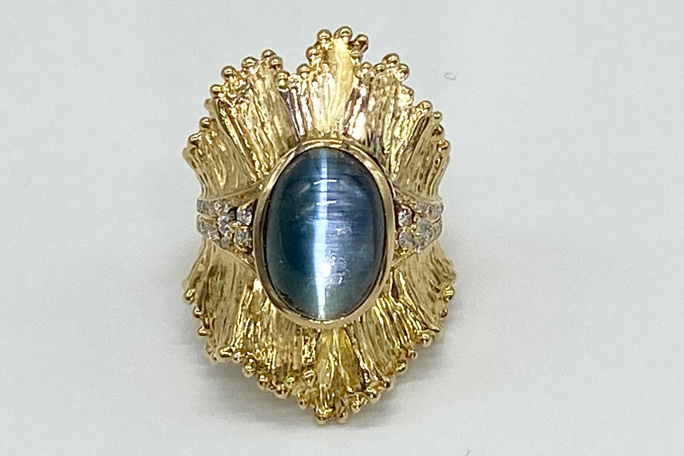 Tourmaline Cat’s Eye K18トルマリンキャッツアイ ダイヤモンドリング (NO.49207)