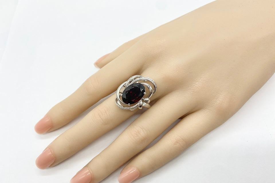 Garnet K18WGガーネット ダイヤモンドリング (NO.49213)