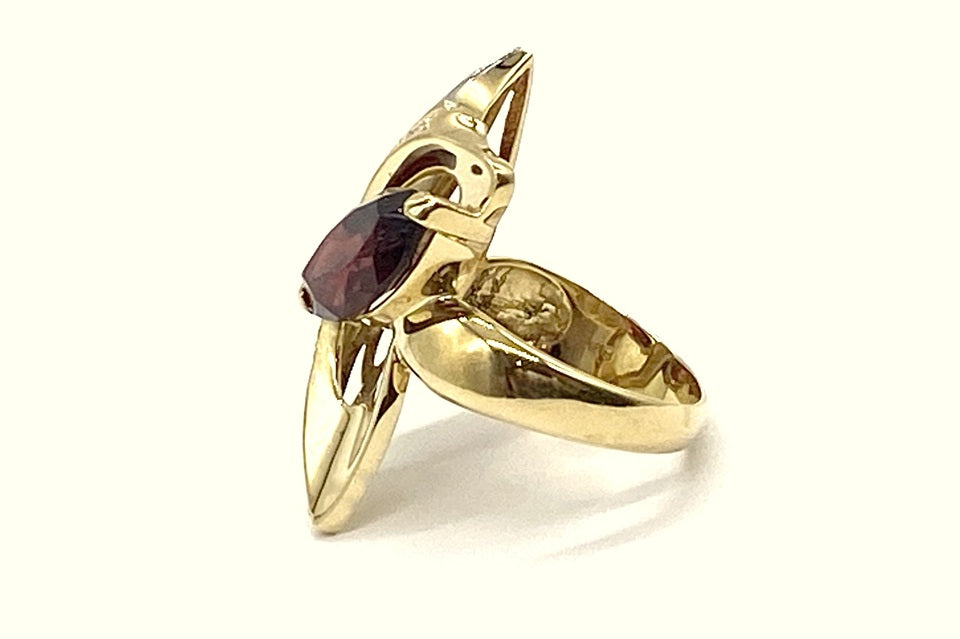 Garnet Pt900/K18ガーネット ダイヤモンドリング (NO.49216)