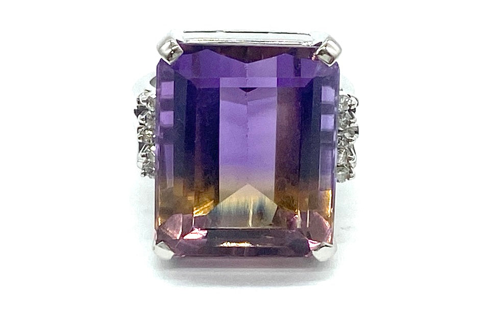 Ametrine Pt900アメトリン ダイヤモンドリング (NO.49222)