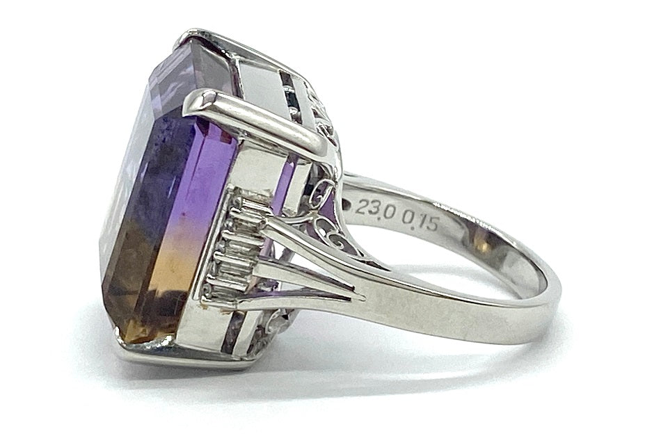 Ametrine Pt900アメトリン ダイヤモンドリング (NO.49222)