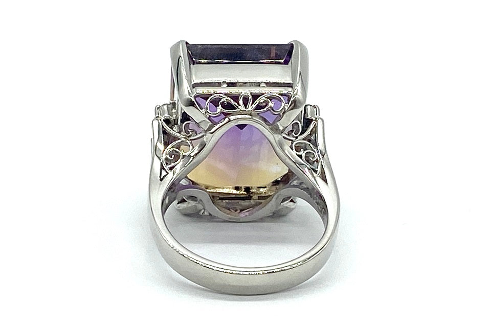 Ametrine Pt900アメトリン ダイヤモンドリング (NO.49222)