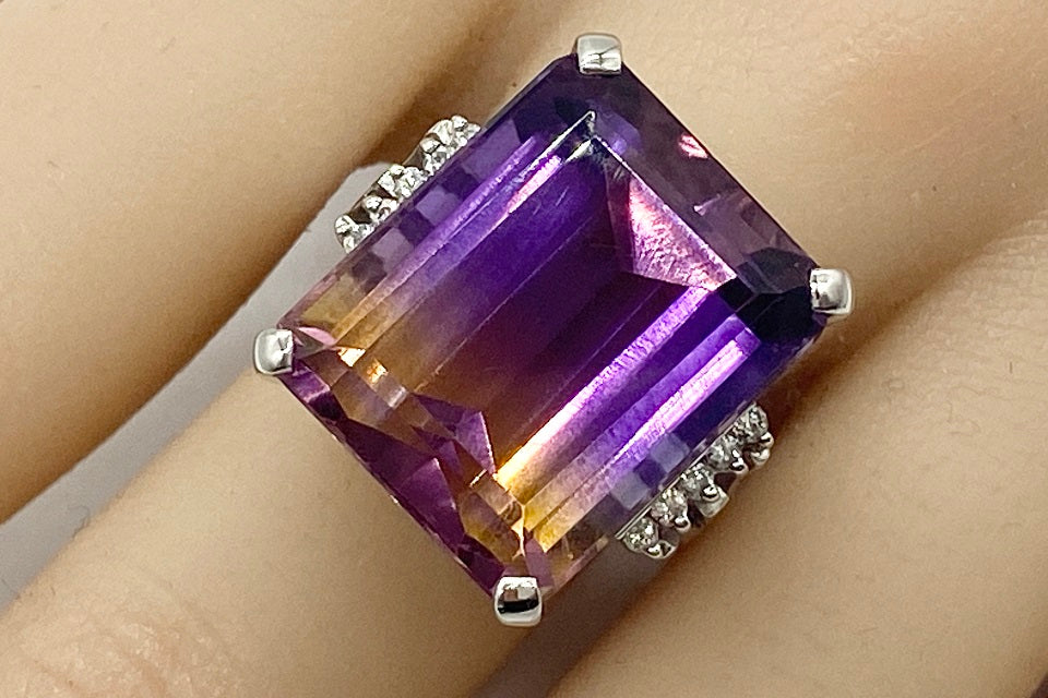 Ametrine Pt900アメトリン ダイヤモンドリング (NO.49222)