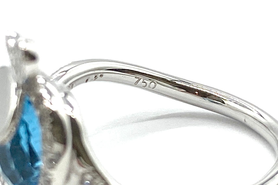 Blue Topaz K18WGブルートパーズ ダイヤモンドリング (NO.49371)