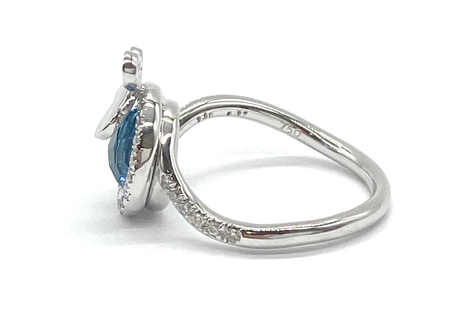 Blue Topaz K18WGブルートパーズ ダイヤモンドリング (NO.49371)