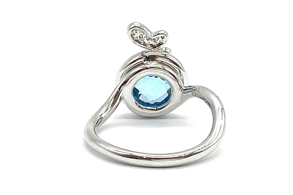 Blue Topaz K18WGブルートパーズ ダイヤモンドリング (NO.49371)