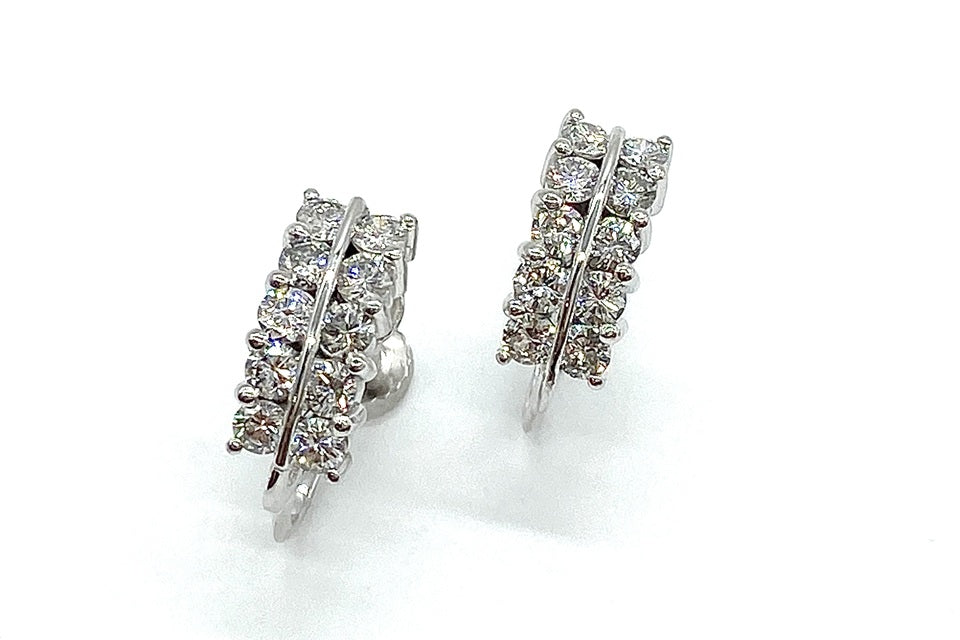 Diamond Pt850/K14WG(留具)ダイヤモンドイヤリング (NO.49468)
