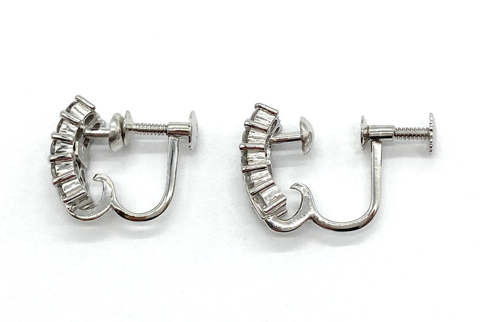 Diamond Pt850/K14WG(留具)ダイヤモンドイヤリング (NO.49468)