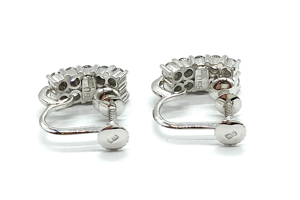 Diamond Pt850/K14WG(留具)ダイヤモンドイヤリング (NO.49468)