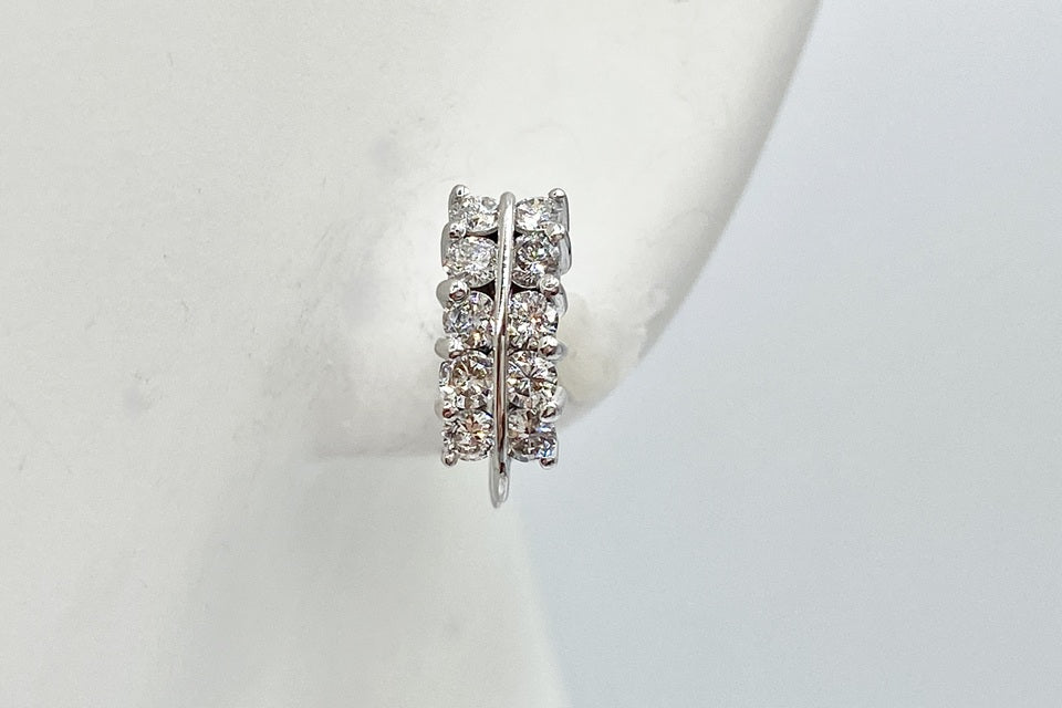 Diamond Pt850/K14WG(留具)ダイヤモンドイヤリング (NO.49468)