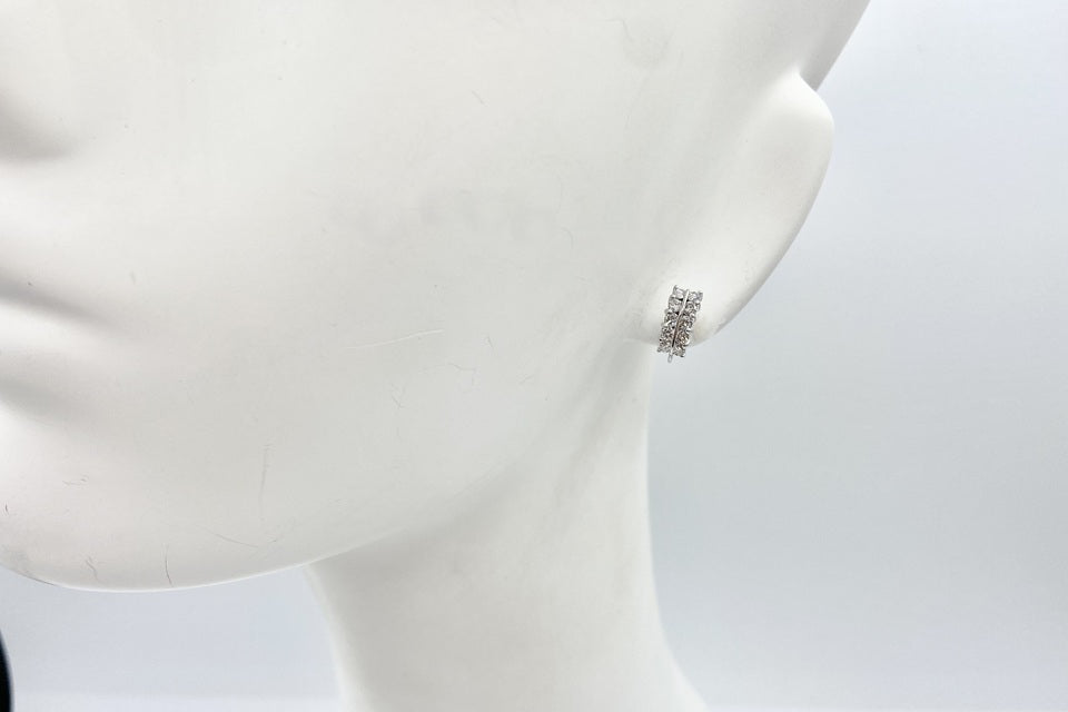 Diamond Pt850/K14WG(留具)ダイヤモンドイヤリング (NO.49468)