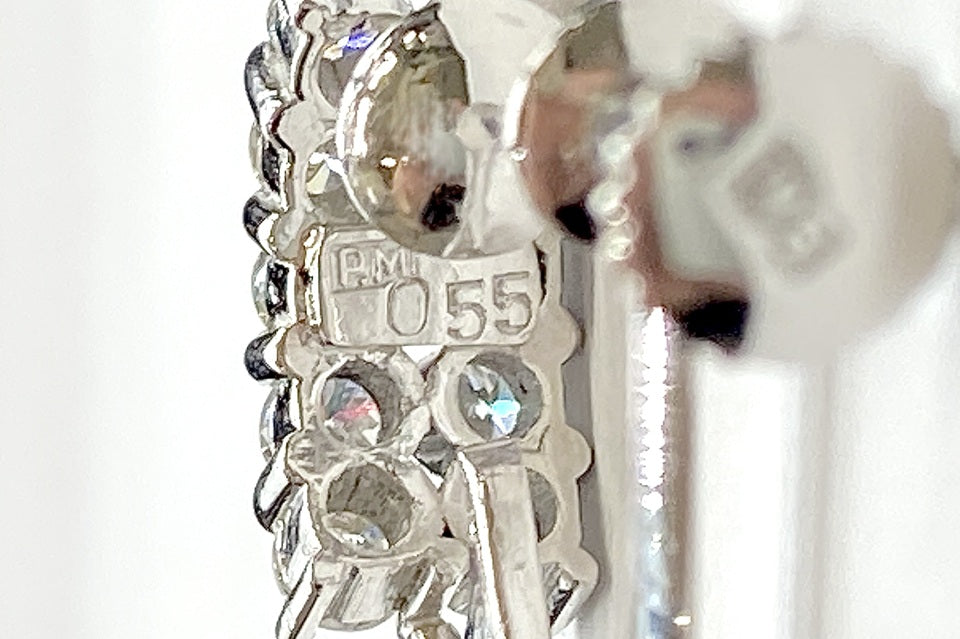 Diamond Pt850/K14WG(留具)ダイヤモンドイヤリング (NO.49468)