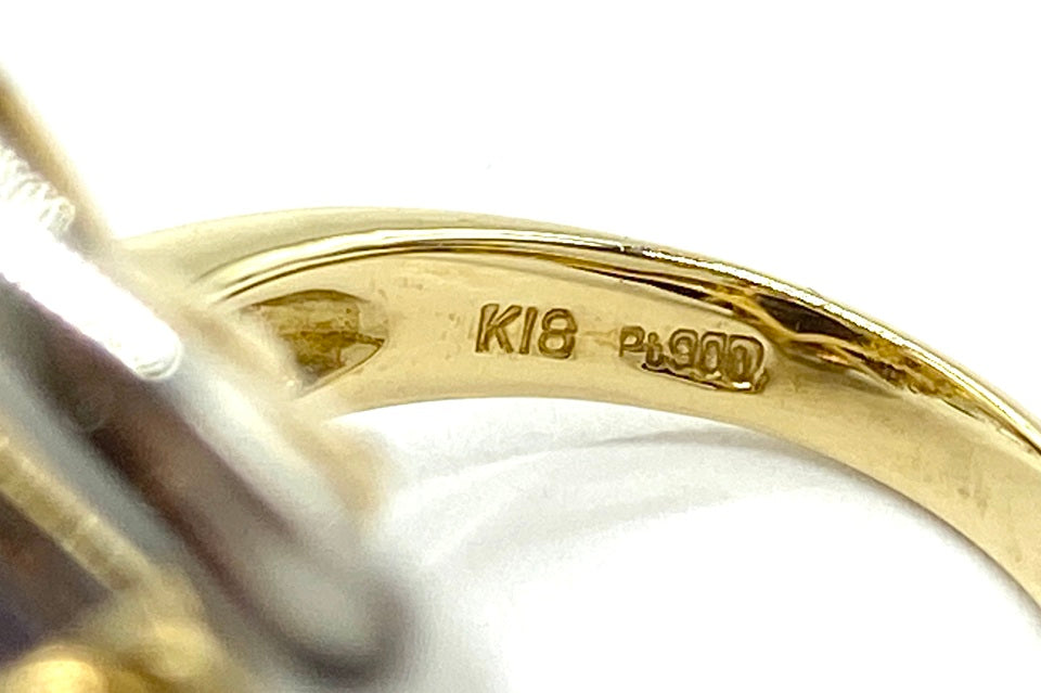VINTAGE【ヴィンテージ】Ametrine K18/Pt900アメトリン ダイヤモンドリング (NO.49537)