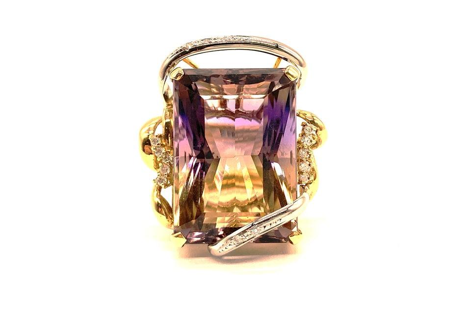 VINTAGE【ヴィンテージ】Ametrine K18/Pt900アメトリン ダイヤモンドリング (NO.49537)