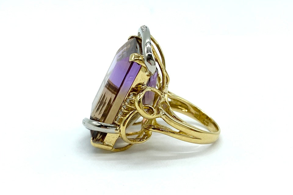 VINTAGE【ヴィンテージ】Ametrine K18/Pt900アメトリン ダイヤモンドリング (NO.49537)