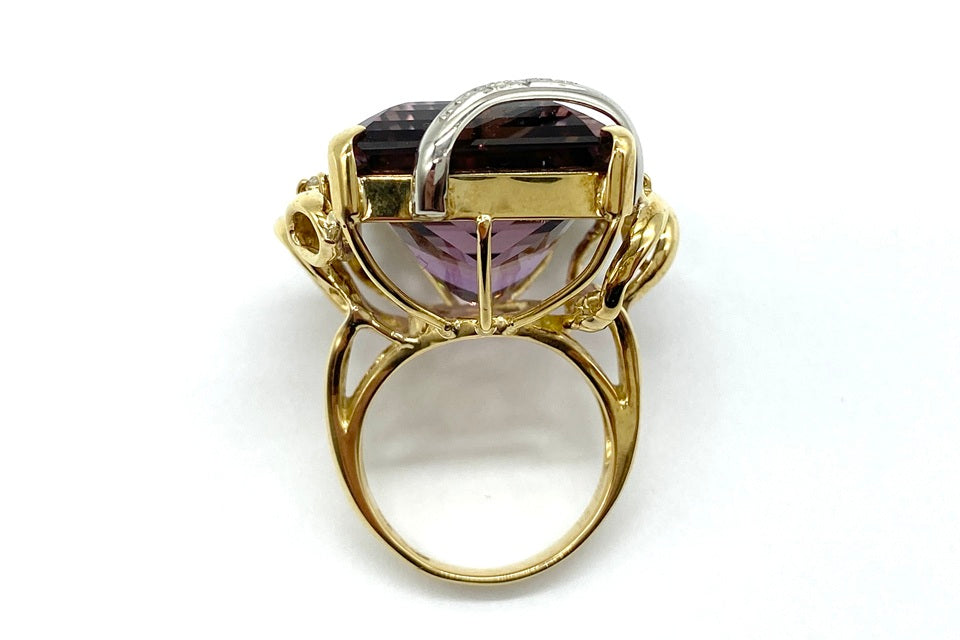 VINTAGE【ヴィンテージ】Ametrine K18/Pt900アメトリン ダイヤモンドリング (NO.49537)