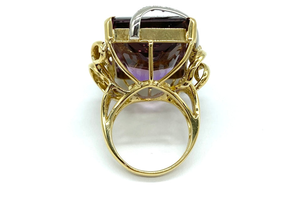 VINTAGE【ヴィンテージ】Ametrine K18/Pt900アメトリン ダイヤモンドリング (NO.49537)