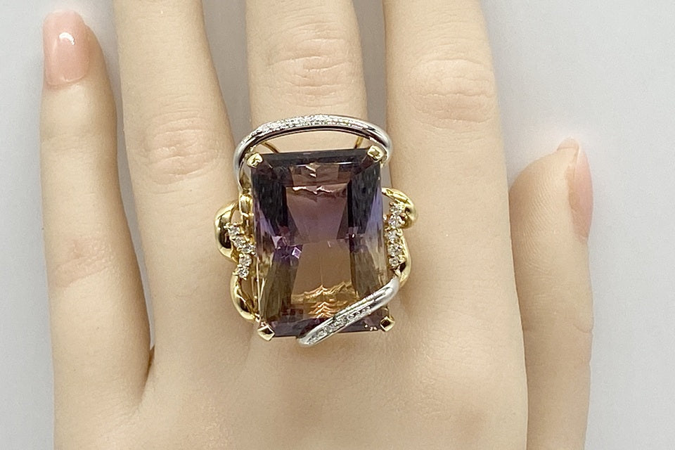 VINTAGE【ヴィンテージ】Ametrine K18/Pt900アメトリン ダイヤモンド