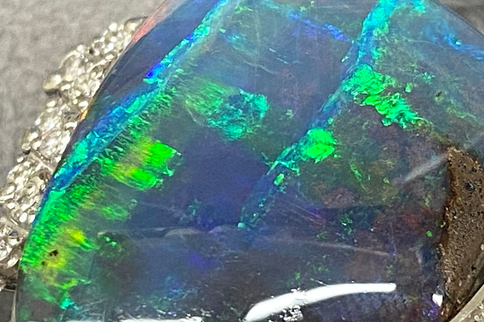 Boulder Opal Pt900ボルダーオパール ダイヤモンドリング (NO.49565)