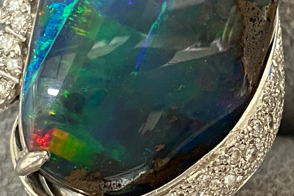 Boulder Opal Pt900ボルダーオパール ダイヤモンドリング (NO.49565)