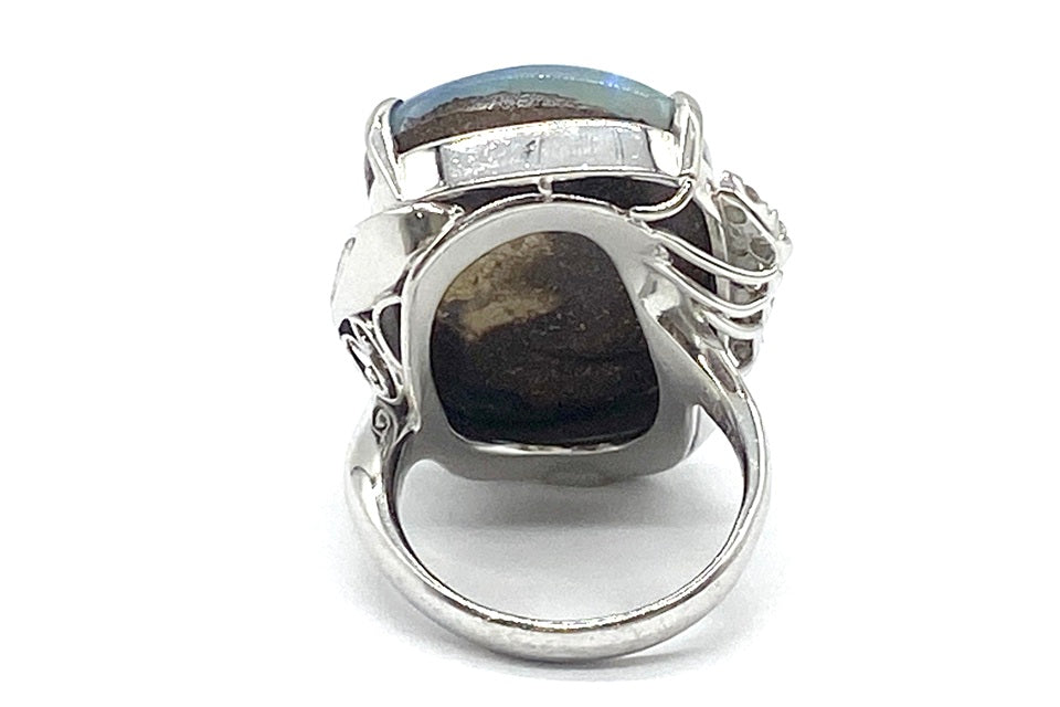 Boulder Opal Pt900ボルダーオパール ダイヤモンドリング (NO.49565)