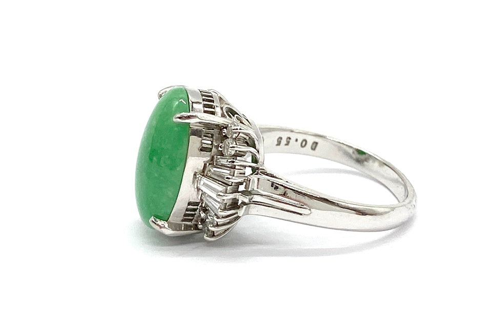 VINTAGE【ヴィンテージ】Jadeite Pt900翡翠 ダイヤモンドリング (NO.49675)