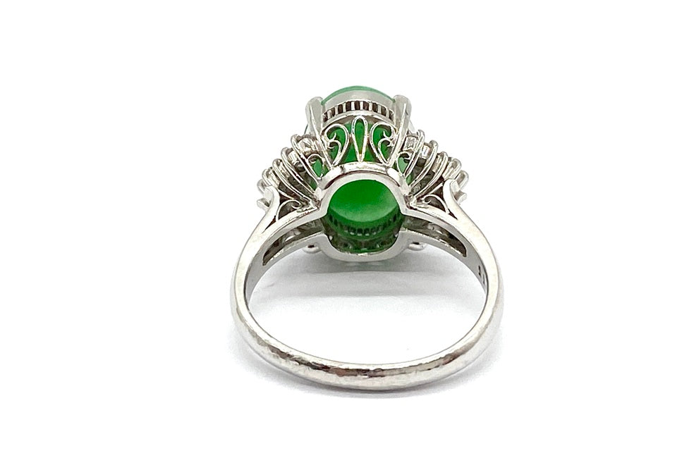 VINTAGE【ヴィンテージ】Jadeite Pt900翡翠 ダイヤモンドリング (NO.49675)
