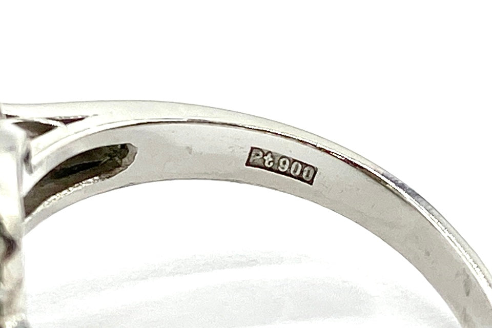 VINTAGE【ヴィンテージ】Jadeite Pt900翡翠 ダイヤモンドリング (NO.49675)