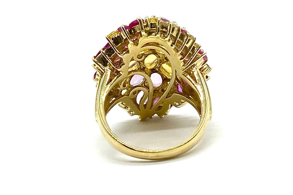 Yellow Sapphire K18イエロー/ピンクサファイヤ ルビー ダイヤモンドリング (NO.49755)
