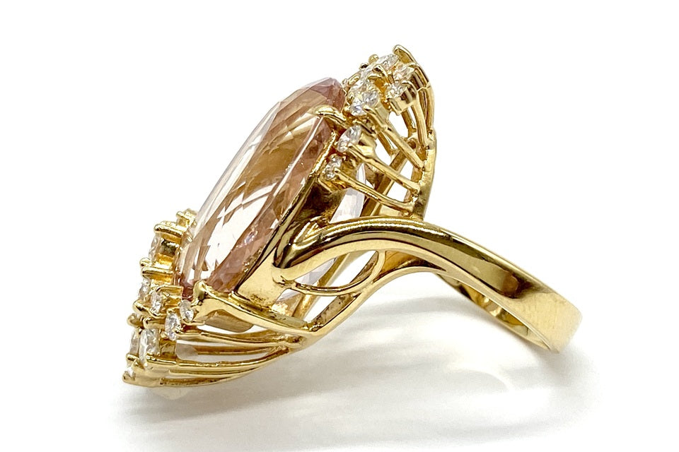 Morganite K18モルガナイト ダイヤモンドリング (NO.49801)
