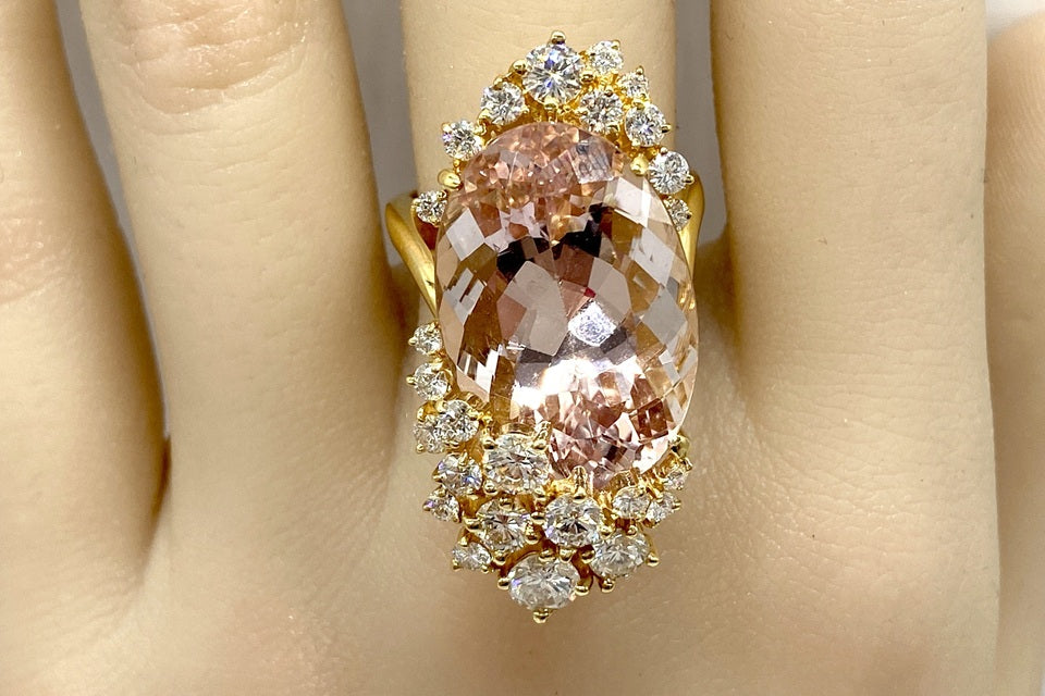 Morganite K18モルガナイト ダイヤモンドリング (NO.49801)