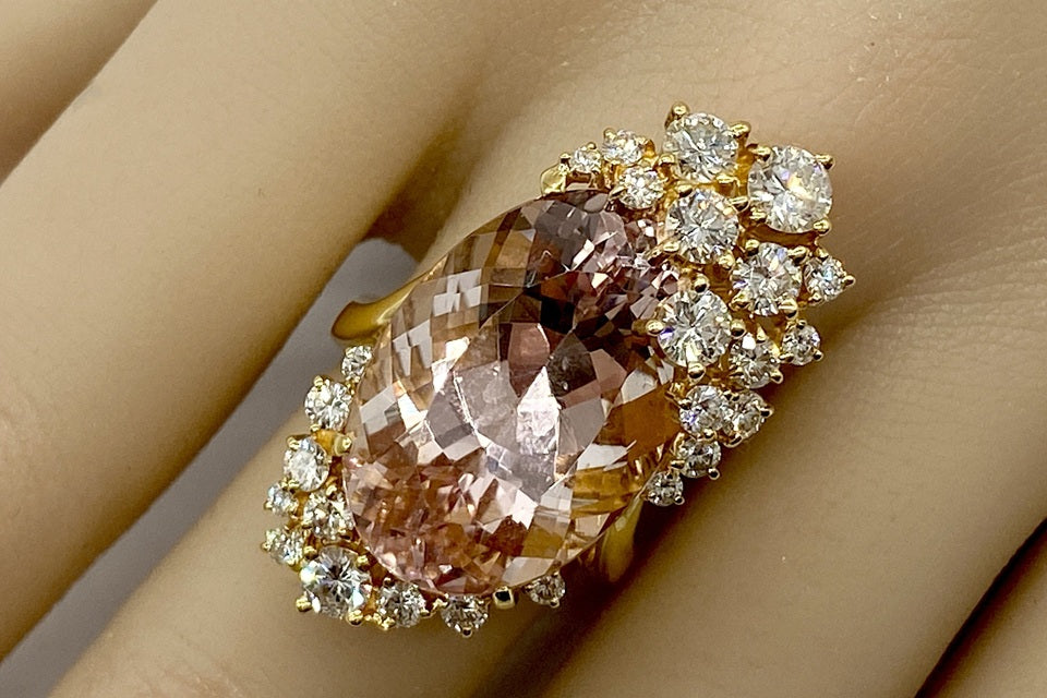 Morganite K18モルガナイト ダイヤモンドリング (NO.49801)
