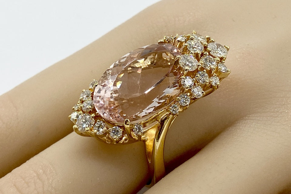 Morganite K18モルガナイト ダイヤモンドリング (NO.49801)