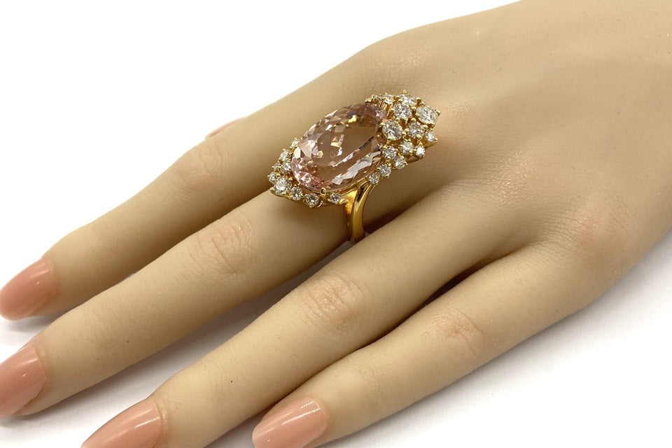 Morganite K18モルガナイト ダイヤモンドリング (NO.49801)