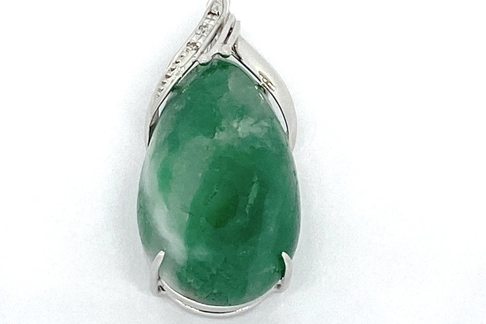 Jadeite K14WG翡翠 ダイヤモンドペントップ (NO.49841)