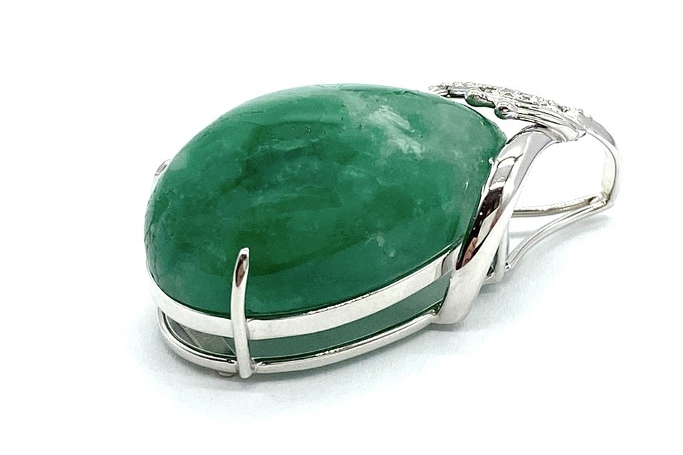 Jadeite K14WG翡翠 ダイヤモンドペントップ (NO.49841)