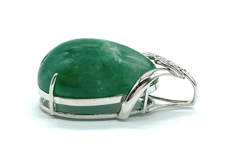 Jadeite K14WG翡翠 ダイヤモンドペントップ (NO.49841)