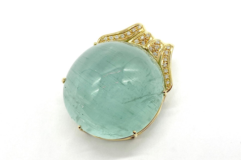 Aquamarine Cat’s Eye K18アクアマリンキャッツアイ ダイヤモンドペントップ (NO.49915)