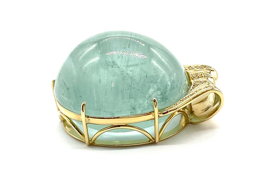 Aquamarine Cat’s Eye K18アクアマリンキャッツアイ ダイヤモンドペントップ (NO.49915)