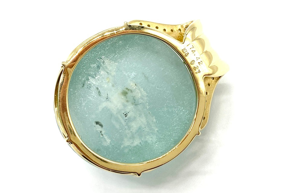 Aquamarine Cat’s Eye K18アクアマリンキャッツアイ ダイヤモンドペントップ (NO.49915)